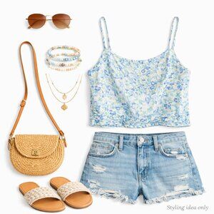 NWT Sadie & Sage x Anthropologie Crop Top Cami Blue - Size Small